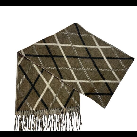 CASHMINK V. Frass  brown plaid check warm soft fall winter scarf - Picture 3 of 8
